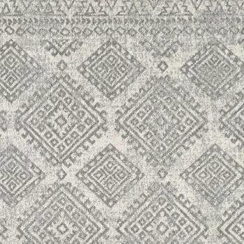 7' X 12' Gray and Ivory Geometric Area Rug