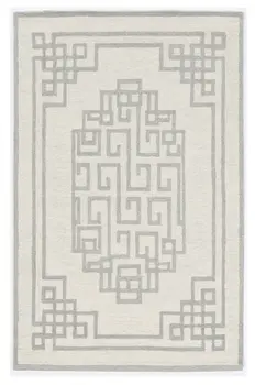 5' X 7' Ivory And Gray Wool Abstract Geometric Hand Tufted Area Rug