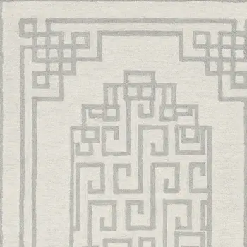 9' X 12' Ivory And Gray Wool Geometric Hand Tufted Area Rug