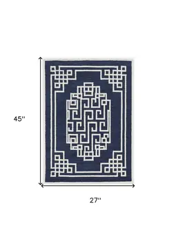 2' X 4' Ivory Wool Medallion Hand Tufted Area Rug