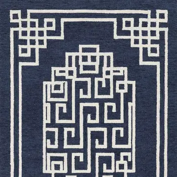 5' X 7' Navy Blue And Ivory Wool Abstract Geometric Hand Tufted Area Rug