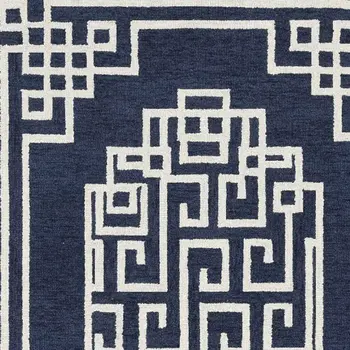 5' X 7' Navy Blue And Ivory Wool Abstract Geometric Hand Tufted Area Rug