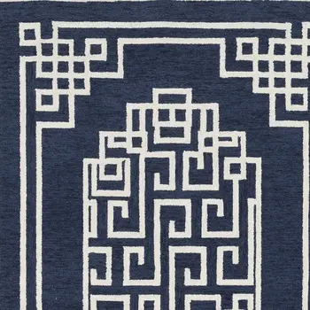 9' X 12' Blue and Ivory Wool Hand Tufted Area Rug