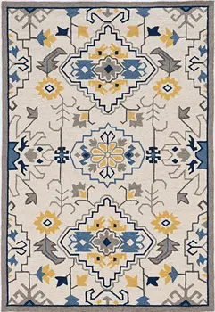 2' X 3' Ivory Southwestern Hand Tufted Area Rug
