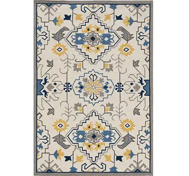 3' X 5' Ivory Mosaic Floral Area Rug