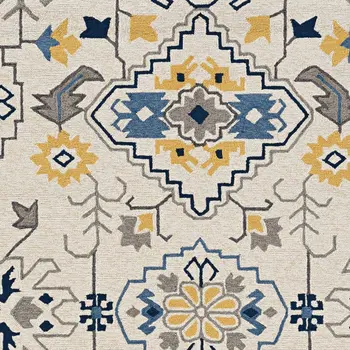 3' X 5' Ivory Mosaic Floral Area Rug