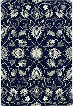 2' X 3' Navy Blue Floral Indoor Outdoor Area Rug