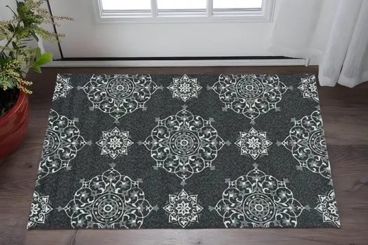 2' X 3' Charcoal Polypropylene Accent Rug