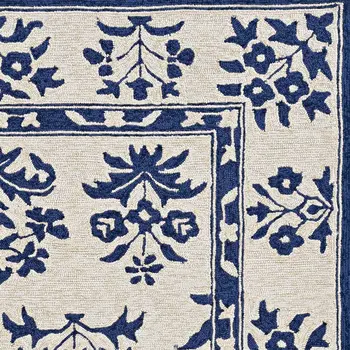 3' X 5' Blue Floral Indoor Outdoor Area Rug