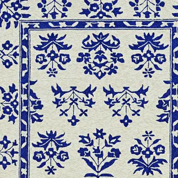 3' X 5' Blue Floral Indoor Outdoor Area Rug