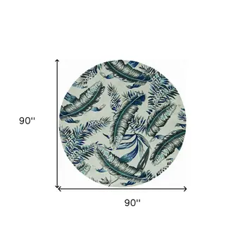 8' Blue and Gray Round Wool Hand Tufted Area Rug