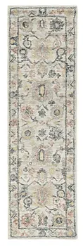 8' Ivory Hand Tufted Space Dyed Floral Traditional Indoor Runner Rug