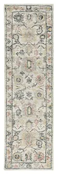 8' Ivory Hand Tufted Space Dyed Floral Traditional Indoor Runner Rug