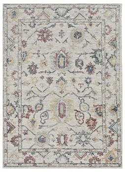 7' X 10' Ivory Gray And Red Wool Medallion Hand Tufted Area Rug