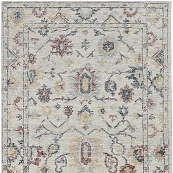 8' X 11' Ivory Gray And Red Wool Medallion Hand Tufted Area Rug