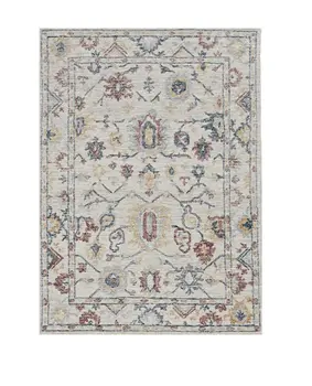 8' X 11' Ivory Gray And Red Wool Medallion Hand Tufted Area Rug
