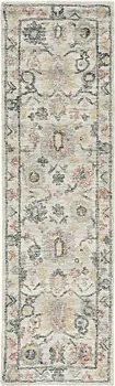9' X 13' Ivory Hand Tufted Space Dyed Floral Traditional Indoor Area Rug