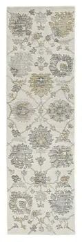 2' X 8' Ivory Floral Vine Wool Runner Rug