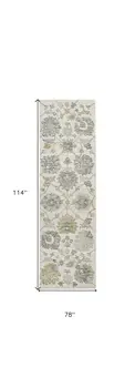 7' X 10' Ivory Gray And Green Wool Floral Hand Tufted Distressed Area Rug