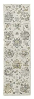 7' X 10' Ivory Gray And Green Wool Floral Hand Tufted Distressed Area Rug