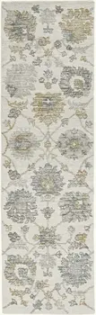 8' X 11' Ivory Gray And Green Wool Floral Hand Tufted Area Rug