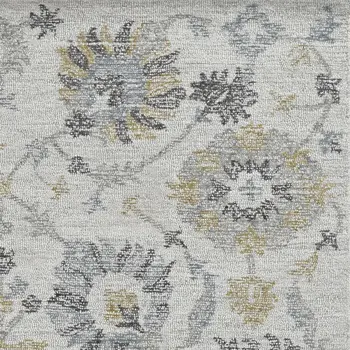 8' X 11' Ivory Gray And Green Wool Floral Hand Tufted Area Rug