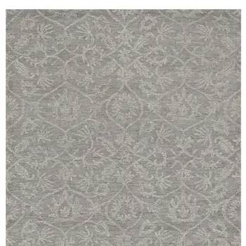 5' X 7' Gray And Light Gray Wool Floral Vines Hand Tufted Area Rug