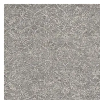 5' X 7' Gray And Light Gray Wool Floral Vines Hand Tufted Area Rug