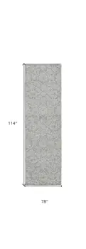 7' X 10' Gray and Light Gray Wool Floral Hand Tufted Area Rug