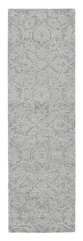 7' X 10' Gray and Light Gray Wool Floral Hand Tufted Area Rug