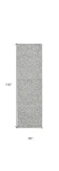 8' X 11' Gray and Light Gray Wool Floral Hand Tufted Area Rug
