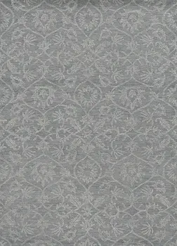 9' X 13' Grey Hand Tufted Space Dyed Floral Ogee Indoor Area Rug