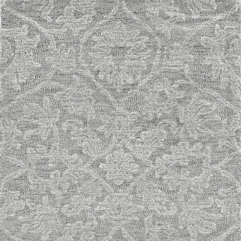 9' X 13' Grey Hand Tufted Space Dyed Floral Ogee Indoor Area Rug