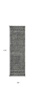 7' X 10' Gray and Black Wool Geometric Hand Tufted Area Rug