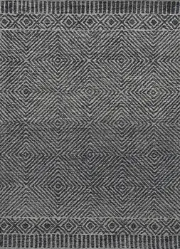 9' X 13' Gray And Black Wool Geometric Hand Tufted Area Rug