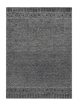 9' X 13' Gray And Black Wool Geometric Hand Tufted Area Rug