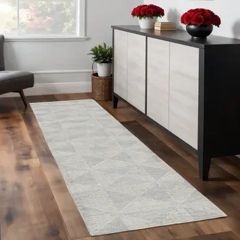 8' Ivory Wool Handmade Runner Rug