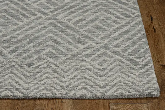 5' X 7' Ivory And Gray Wool Geometric Hand Tufted Area Rug