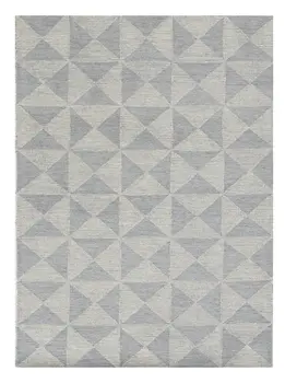 7' X 10' Gray and Light Gray Wool Geometric Hand Tufted Area Rug