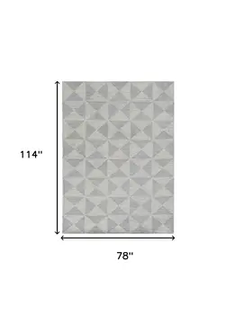7' X 10' Gray and Light Gray Wool Geometric Hand Tufted Area Rug