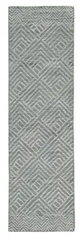 2' X 8' Denim Geometric Tiles Wool Runner Rug
