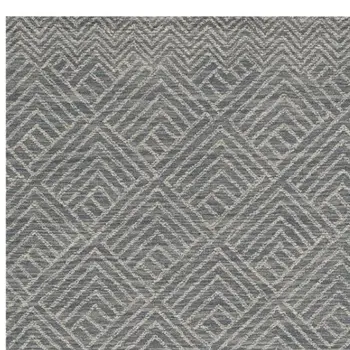 5' X 7' Denim Blue And Gray Wool Geometric Hand Tufted Area Rug
