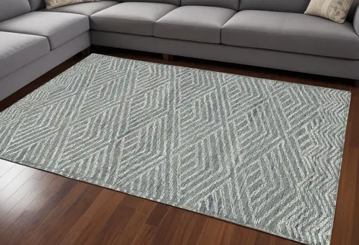 8' X 11' Gray Wool Geometric Hand Tufted Area Rug