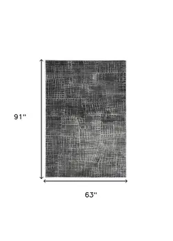 5' X 8' Gray And Dark Gray Abstract Distressed Area Rug