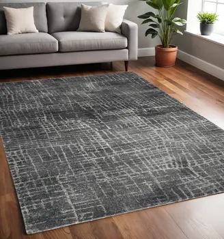 5' X 8' Gray And Dark Gray Abstract Distressed Area Rug