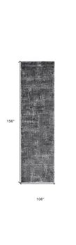 9' X 13' Gray And Dark Gray Abstract Distressed Area Rug