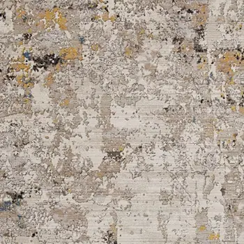 5' X 7' Gray Black And Gold Abstract Hand Loomed Distressed Area Rug
