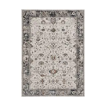 7' X 10' Ivory Gray And Brown Floral Area Rug