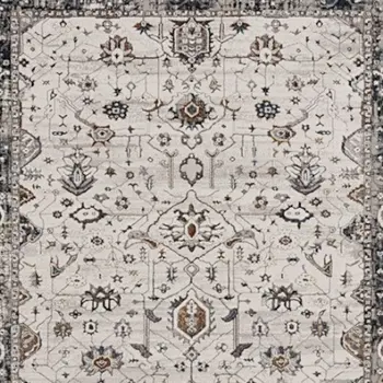 7' X 10' Ivory Gray And Brown Floral Area Rug