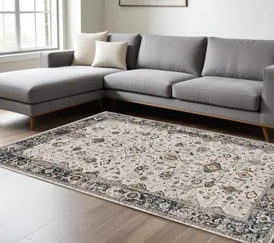 10' X 13' Gray and Ivory Area Rug